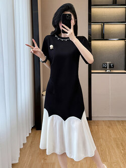 เดรสสีดำ ชุดเดรสคนอ้วน ชุดเดรสสาวพลัสไซส์ XL-5XL