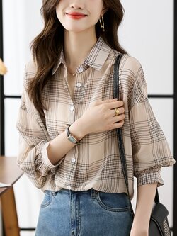 เสื้อเชิ้ตผู้หญิงแขนยาว เสื้อเชิ้ตผู้หญิงใส่ทํางาน 390 บาทต่อชิ้น ฟรีค่าจัดส่ง