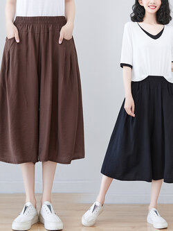 กางเกงผ้าลินิน กางเกงผ้าลินินหญิง กางเกงผ้าลินิน เอว ยางยืด