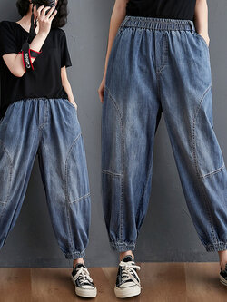 กางเกงยีนส์วินเทจ กางเกงขายาว By LZcotton and linen