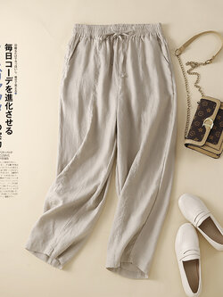 กางเกงผ้าลินิน กางเกงผ้าลินินหญิง กางเกงผ้าลินิน เอว ยางยืด