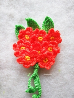 Bancrocet ช่อดอกไม้จิ๋วถักโครเชต์ Mini flower bouquet crochet สีส้ม 5 นิ้ว