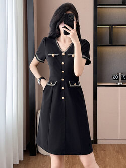 เดรสสีดำ ชุดเดรสคนอ้วน ชุดเดรสสาวพลัสไซส์ XL-5XL