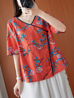 เสื้อผ้าฝ้าย เสื้อผ้าลินิน สไตล์ฤดูร้อน BY Lian Zhi Cotton and linen art สไตล์VINTAGE มีขนาดไซส์อกประมาณ 35-40 นิ้ว