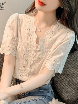 เสื้อลูกไม้ แขนสั้น