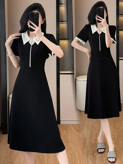 เดรสสีดำ ชุดเดรสคนอ้วน ชุดเดรสสาวพลัสไซส์ XL-5XL