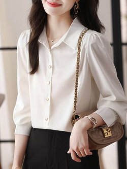 เสื้อเชิ้ตผู้หญิงแขนยาว เสื้อเชิ้ตผู้หญิงใส่ทํางาน 390 บาทต่อชิ้น ฟรีค่าจัดส่ง