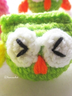 พวงกุญแจนกฮูกจิ๋ว 1.5 นิ้ว owl amigurumi crochet keychain 1.5 inches