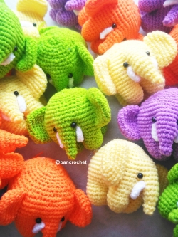 Bancrochet ช้างถักโครเชต์ Crochet elephant doll (ราคาส่ง) คละสี 3 นิ้ว
