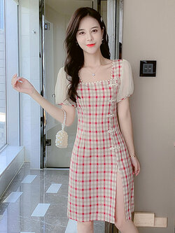 เดรสวัยรุ่น เดรสลูกไม้ชีฟอง By Meiyi women's clothing