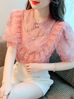 เสื้อลูกไม้ แขนสั้น