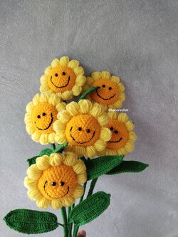Bancrochet ช่อทานตะวันถักโครเชต์ crochet sunflower หลากสี 3 inch