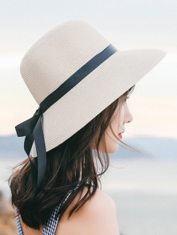 หมวกสาน หมวกสาน หมวกไปเที่ยงทะเล หมวกปานามาผู้หญิง