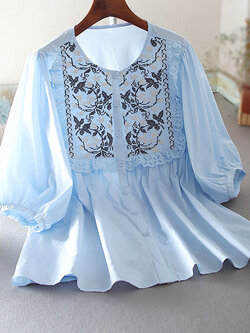 เสื้อลินิน เสื้อผ้าฝ้ายลินิน เสื้อเชิ้ตผ้าลินิน ปักลายสวยๆด้วยด้าย สไตล์VINTAGE