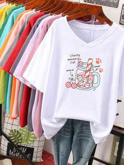 เสื้อยืดคอตตอน สกรีนลายน่ารัก มีหลากหลายสี ส่งฟรีทั่วไทย BY JIMIAO