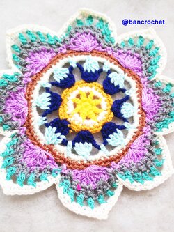 Bancrochet ที่รองแก้วถักโครเชต์ crochet coasters หลากสี 4 นิ้ว