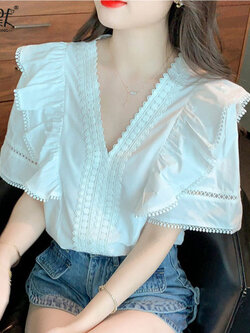 เสื้อลูกไม้ แขนสั้น