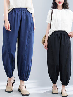 กางเกงผ้าลินิน กางเกงผ้าลินินหญิง กางเกงผ้าลินิน เอว ยางยืด