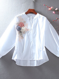 เสื้อลินิน เสื้อผ้าฝ้ายลินิน เสื้อเชิ้ตผ้าลินิน ปักลายสวยๆด้วยด้าย สไตล์VINTAGE BY Dreamroom