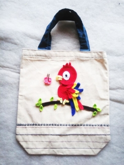 Bancrochet กระเป๋าผ้าตกแต่งโครเชต์ tote bags crochet หลากสี 13x16x23 นิ้ว