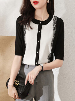 เสื้อลูกไม้ แขนสั้น