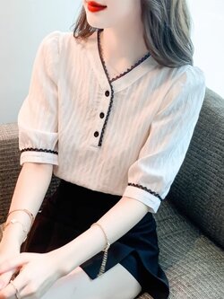 เสื้อเชิ้ตผู้หญิงแขนยาว เสื้อเชิ้ตผู้หญิงใส่ทํางาน 390 บาทต่อชิ้น ฟรีค่าจัดส่ง