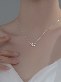 สร้อยคอสั้นเงินแท้ S925 รุ่น Promise สร้อยลายโซ่ จี้หัวใจ2ดวงแต่งเพชรCZ สร้อยคอแฟชั่น Silver925