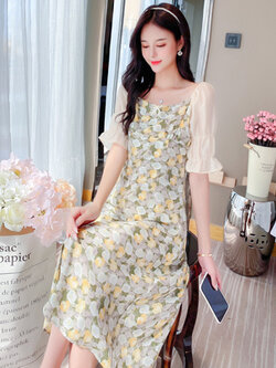 เดรสวัยรุ่น เดรสลูกไม้ชีฟอง By Meiyi women's clothing