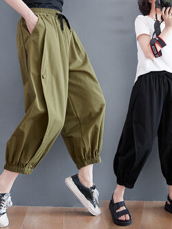 กางเกงผ้าลินิน กางเกงขายาว กางเกงผ้าลินินญี่ปุ่น กางเกงผ้าลินิน เอว ยางยืด By LZcotton and linen