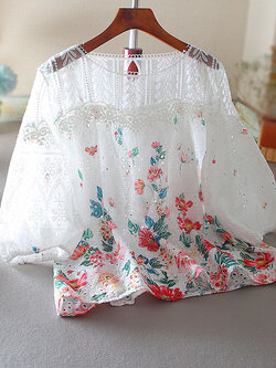 เสื้อลินิน เสื้อผ้าฝ้ายลินิน เสื้อเชิ้ตผ้าลินิน ปักลายสวยๆด้วยด้าย สไตล์VINTAGE