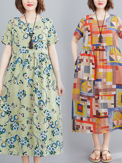 เสื้อผ้าฝ้าย เสื้อผ้าลินิน สไตล์ฤดูร้อน Cotton and linen art สไตล์VINTAGE Lian Zhi