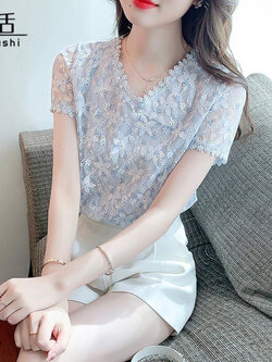 เสื้อลูกไม้ แขนสั้น