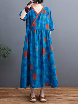 เดรสลินิน เดรสลินินเก๋ๆ เดรสผ้าฝ้าย เดรสลินินแขนสั้น ลายดอก BY LININ