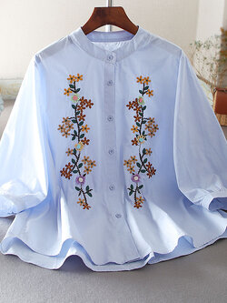 เสื้อลินิน เสื้อผ้าฝ้ายลินิน เสื้อเชิ้ตผ้าลินิน ปักลายสวยๆด้วยด้าย สไตล์VINTAGE