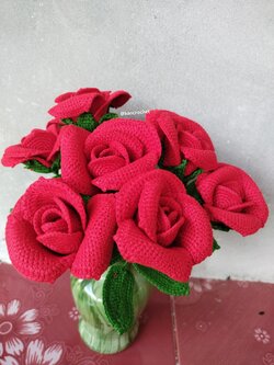 Bancrochet ดอกกุหลาบถักโครเชต์ crochet rose หลากสี