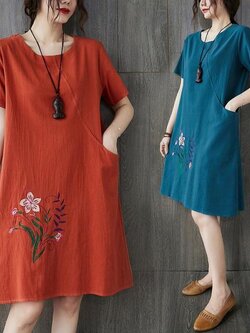 เสื้อผ้าฝ้าย เสื้อผ้าลินิน สไตล์ฤดูร้อน BY Lian Zhi Cotton and linen art สไตล์VINTAGE มีขนาดไซส์อกประมาณ 35-40 นิ้ว