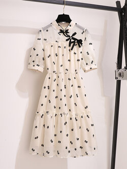 เดรสแขนสั้น มีไซส์ L-4XLอก 38-47 นิ้ว ใส่ได้ทั้งสาวหุ่นดีน่ารักจนถึงสาวอวบพลัสไซส์