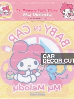 ( ลด 5 % ) MY MELODY - สติกเกอร์ป้ายเตือนในรถ BABY IN CAR
