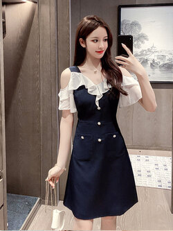 เดรสวัยรุ่น เดรสลูกไม้ชีฟอง By Meiyi women's clothing