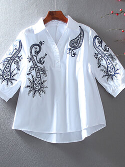 เสื้อลินิน เสื้อผ้าฝ้ายลินิน เสื้อเชิ้ตผ้าลินิน ปักลายสวยๆด้วยด้าย สไตล์VINTAGE BY Dreamroom