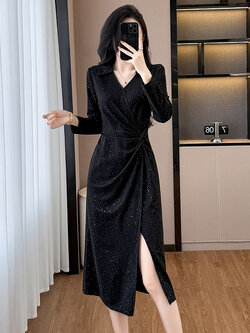 เดรสสีดำ ชุดเดรสคนอ้วน ชุดเดรสสาวพลัสไซส์ XL-5XL