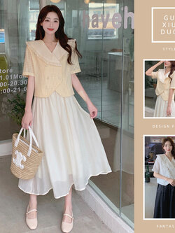 เดรสแขนสั้นมีไซส์L-4XLอก38-47นิ้ว