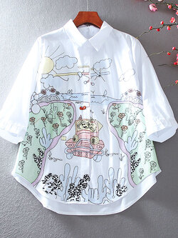 เสื้อลินิน เสื้อผ้าฝ้ายลินิน เสื้อเชิ้ตผ้าลินิน ปักลายสวยๆด้วยด้าย สไตล์VINTAGE BY Dreamroom