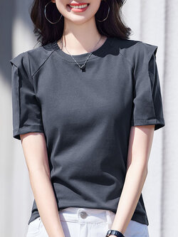 เสื้อยืดสีดำ แฟชั่น เสื้อยืด T-shirt สีดำ สวมใส่สบาย ไม่ร้อน