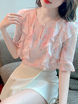 เสื้อลูกไม้ แขนสั้น