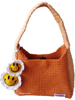 Bancrochet กระเป๋าถักโครเชต์ crochet bag ส้ม 8*5.5 สาย 7 inch