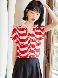 เสื้อลูกไม้ แขนสั้น