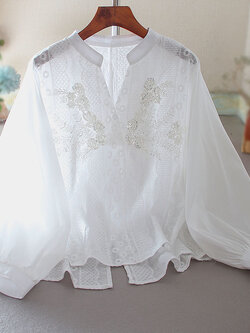 เสื้อลินิน เสื้อผ้าฝ้ายลินิน เสื้อเชิ้ตผ้าลินิน ปักลายสวยๆด้วยด้าย สไตล์VINTAGE