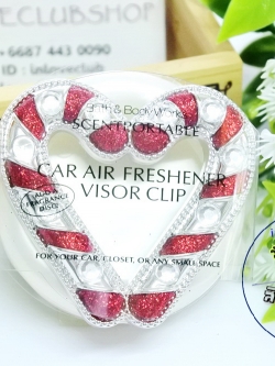 Bath & Body Works / Car Fragrance Holder (Candy Cane Heart) *Visor Clip