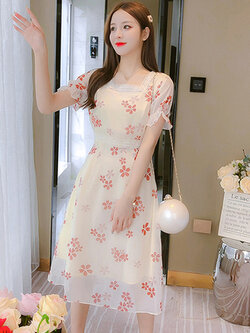 ชุดเดรสสั้น ชุดเดรสสั้นลายดอก ชุดเดรสสั้นวัยรุ่น By Meiyi women's clothing